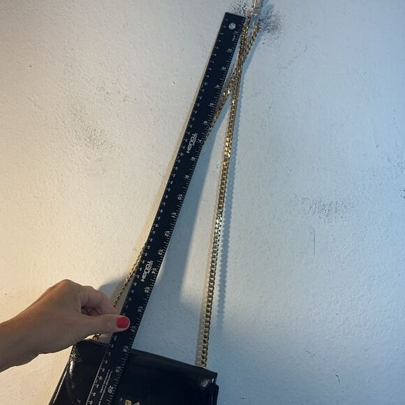 Paloma Picasso Black Gold X Crossbody Bag Chain Link Strap Patent Leather Small - Picture 12 of 14